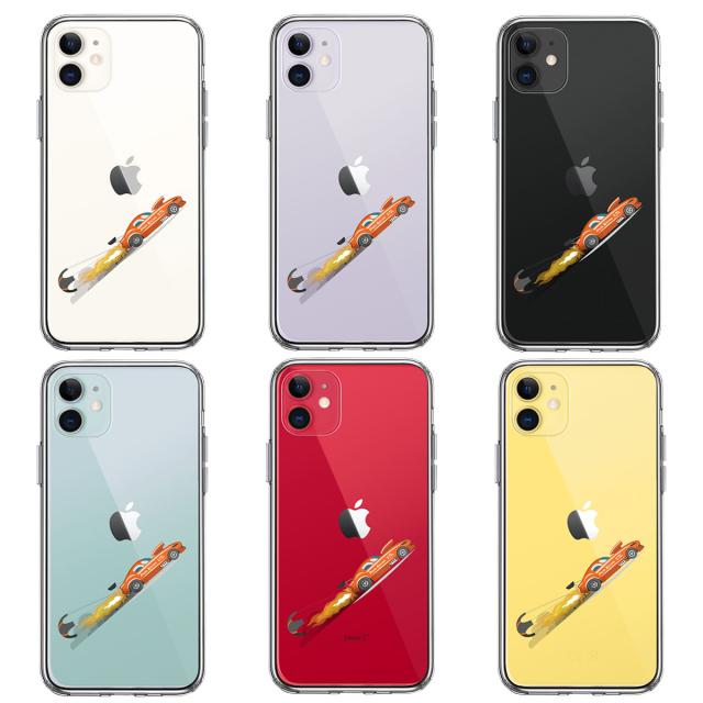 iPhone11 ケース クリア レーシングカー 車 オレンジ スマホケース 側面ソフト 背面ハード ハイブリッド 送料無料-1