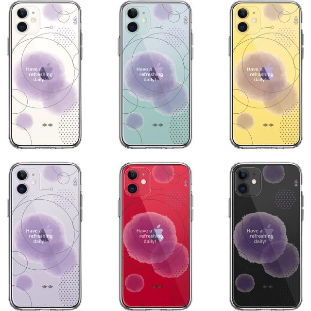 iPhone11 ケース クリア 幾何学 パープル スマホケース 側面ソフト 背面ハード ハイブリッド 送料無料-1