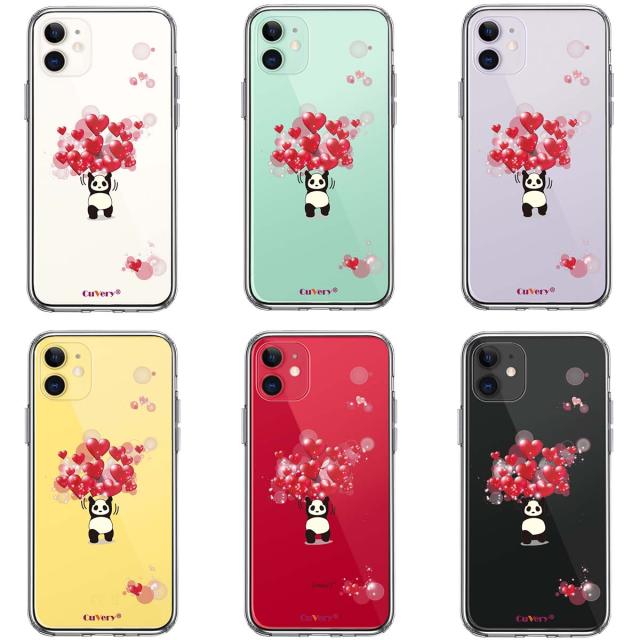 iPhone11 ケース クリア パンダ ハート 重量挙げ 努力感 スマホケース 側面ソフト 背面ハード ハイブリッド 送料無料-1