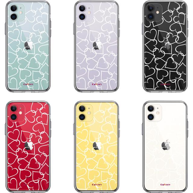 iPhone11 ケース クリア ハート ホワイト スマホケース 側面ソフト 背面ハード ハイブリッド 送料無料-1