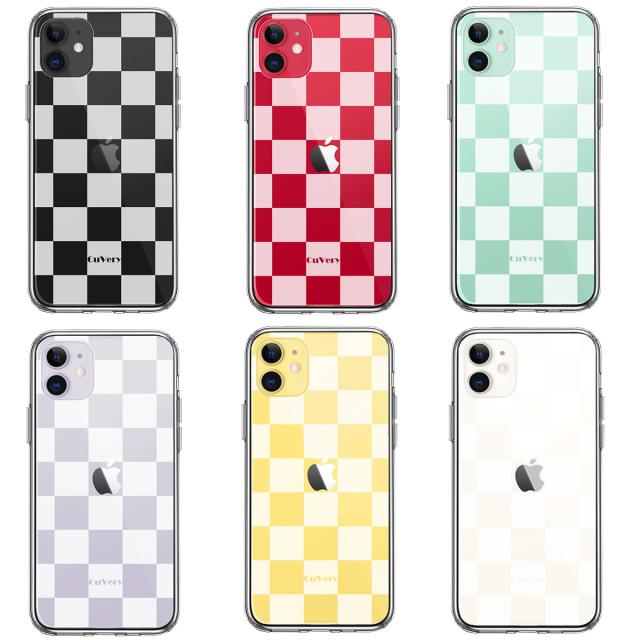 iPhone11 ケース クリア 半透明 チェック ホワイト スマホケース 側面ソフト 背面ハード ハイブリッド 送料無料-1