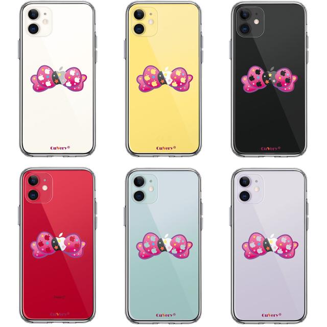 iPhone11 ケース クリア りんご に りぼん スマホケース 側面ソフト 背面ハード ハイブリッド 送料無料-1