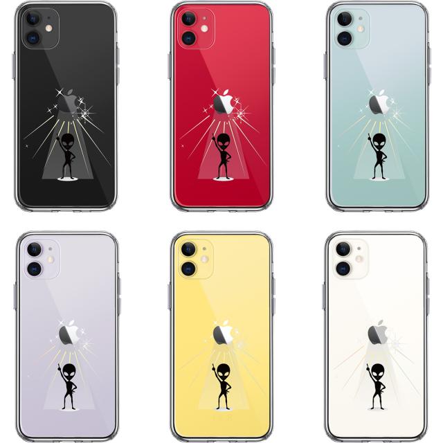 iPhone11 ケース クリア 宇宙人 フィーバー ブラック スマホケース 側面ソフト 背面ハード ハイブリッド 送料無料-1