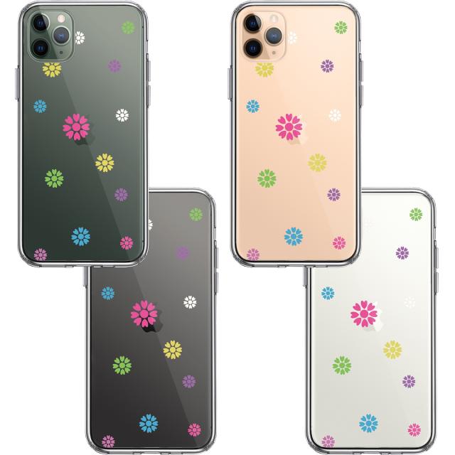 iPhone11pro ケース クリア カラフル 花柄 スマホケース 側面ソフト 背面ハード ハイブリッド 送料無料-1