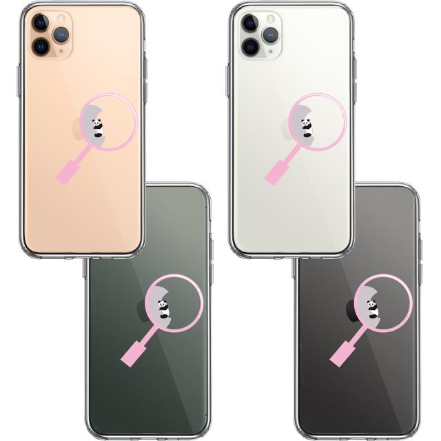 iPhone11pro ケース クリア よく見たら パンダ 抱きついてた スマホケース 側面ソフト 背面ハード ハイブリッド 送料無料-1