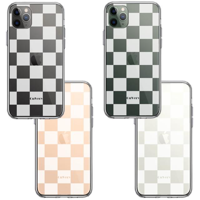iPhone11pro ケース クリア 半透明 チェック ホワイト スマホケース 側面ソフト 背面ハード ハイブリッド 送料無料-1