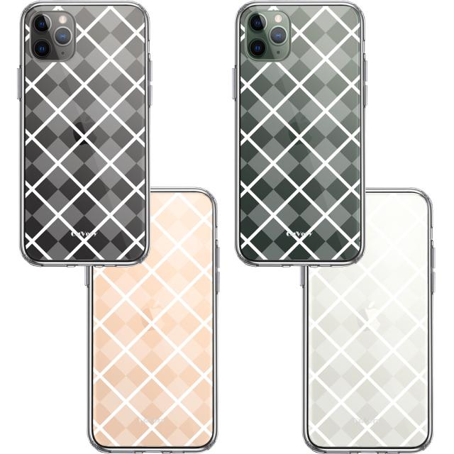 iPhone11pro ケース クリア 格子柄 アペンド チェック ホワイト スマホケース 側面ソフト 背面ハード ハイブリッド 送料無料-1