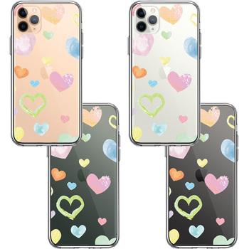 iPhone11pro ケース クリア 水彩 ハート ドット dot スマホケース 側面ソフト 背面ハード ハイブリッド 送料無料-1