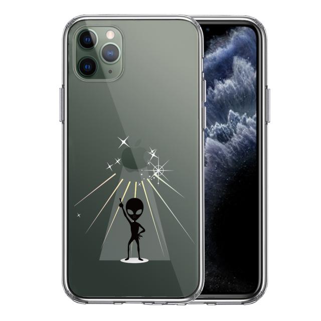 iPhone11pro ケース クリア 宇宙人 フィーバー ブラック スマホケース 側面ソフト 背面ハード ハイブリッド 送料無料-0