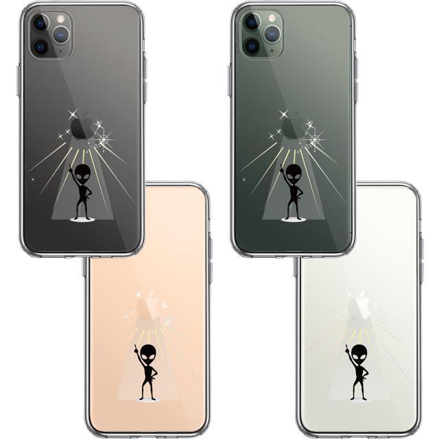 iPhone11pro ケース クリア 宇宙人 フィーバー ブラック スマホケース 側面ソフト 背面ハード ハイブリッド 送料無料-1
