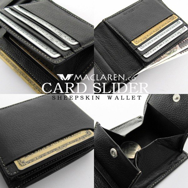 二つ折り財布 MACLAREN.coシープスキンカードスライダーウォレット AN-1070 メンズ羊革2つ折り財布 送料無料-1