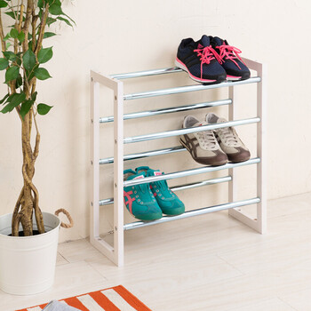 伸縮式シューズラック4段 送料無料-2