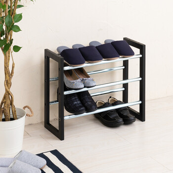 伸縮式シューズラック3段 送料無料-4