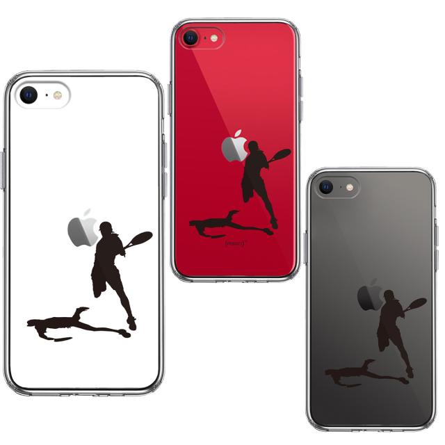 iPhoneSE ケース 第3世代 第2世代 クリア テニス スマッシュ スマホケース 側面ソフト 背面ハード ハイブリッド 送料無料-1