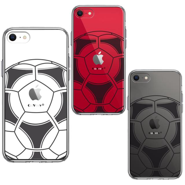 iPhoneSE ケース 第3世代 第2世代 クリア サッカーボール I Love Soccer スマホケース 側面ソフト 背面ハード ハイブリッド 送料無料-1