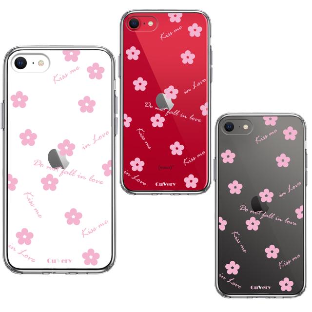 iPhoneSE ケース 第3世代 第2世代 クリア フラワー ライトピンク スマホケース 側面ソフト 背面ハード ハイブリッド 送料無料-1