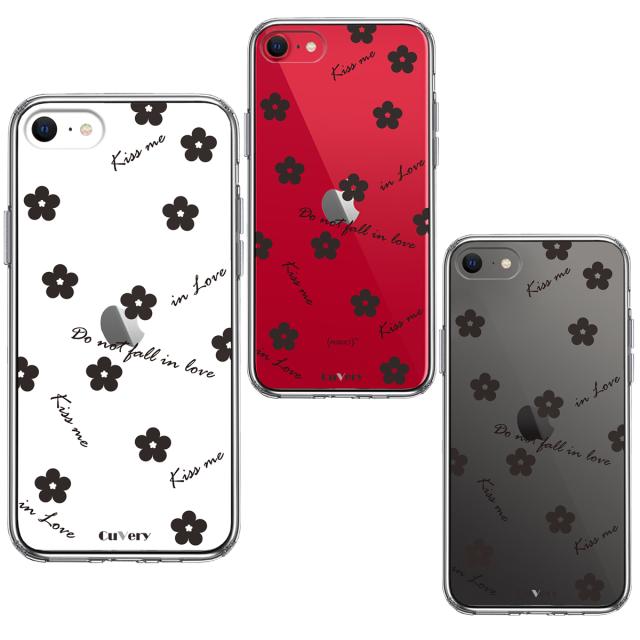 iPhoneSE ケース 第3世代 第2世代 クリア フラワー ブラック スマホケース 側面ソフト 背面ハード ハイブリッド 送料無料-1