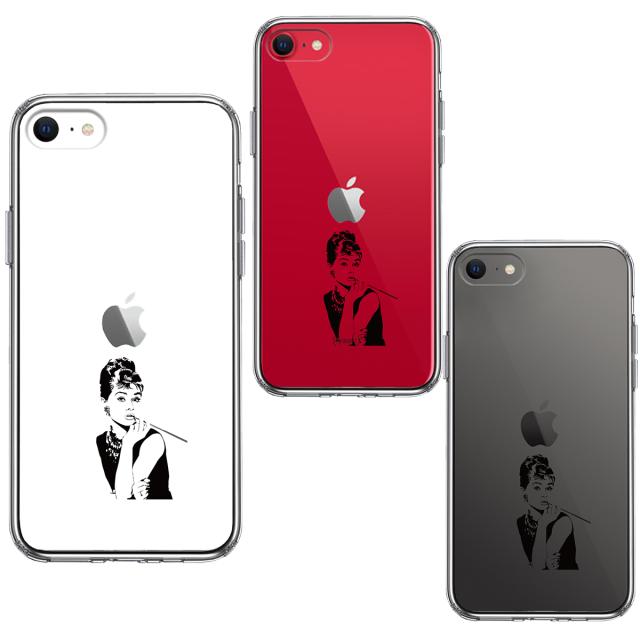 iPhoneSE ケース 第3世代 第2世代 クリア オードリー ヘプバーン スマホケース 側面ソフト 背面ハード ハイブリッド 送料無料-1