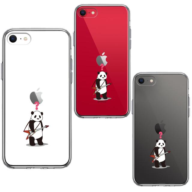iPhoneSE ケース 第3世代 第2世代 クリア ギター パンダ ？ スマホケース 側面ソフト 背面ハード ハイブリッド 送料無料-1