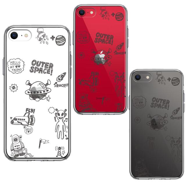 iPhoneSE ケース 第3世代 第2世代 クリア UFO 宇宙人 スマホケース 側面ソフト 背面ハード ハイブリッド 送料無料-1