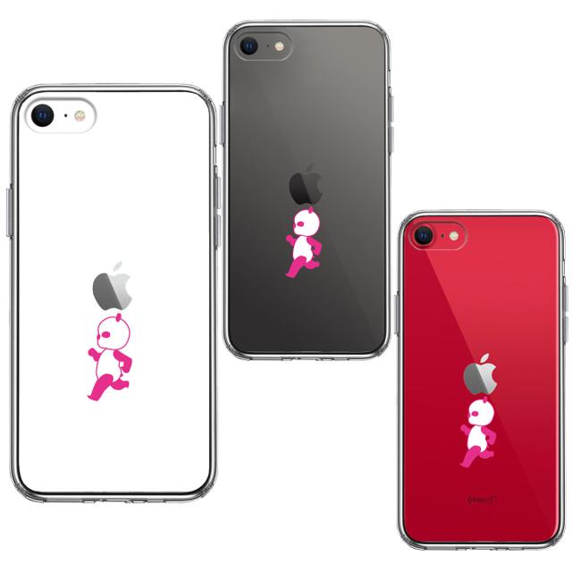 iPhoneSE ケース 第3世代 第2世代 クリア ピンク Panda パンダ 小走り スマホケース 側面ソフト 背面ハード ハイブリッド 送料無料-1