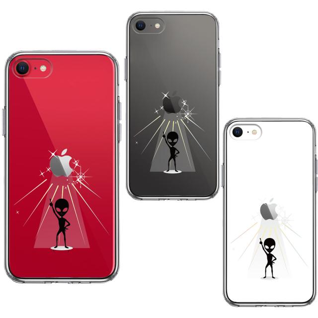 iPhoneSE ケース 第3世代 第2世代 クリア 宇宙人 フィーバー ブラック スマホケース 側面ソフト 背面ハード ハイブリッド 送料無料-1