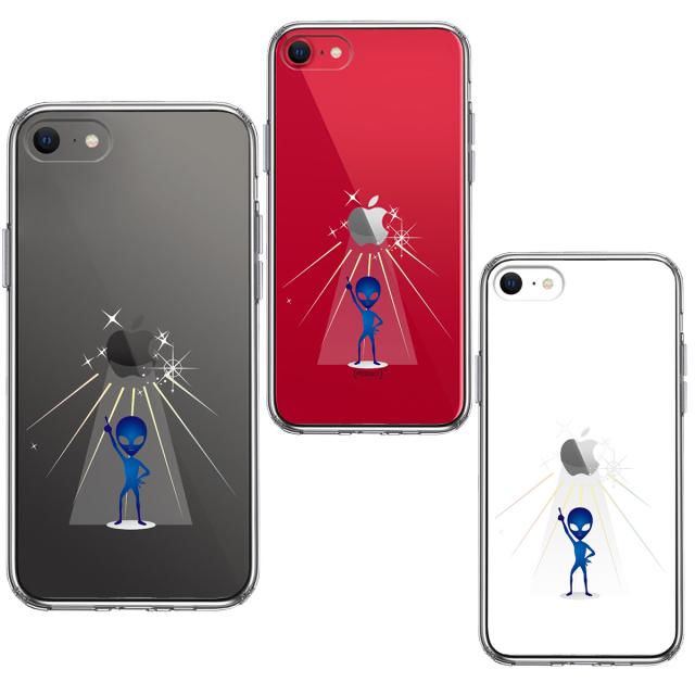 iPhoneSE ケース 第3世代 第2世代 クリア 宇宙人 ダンシング ブルー スマホケース 側面ソフト 背面ハード ハイブリッド 送料無料-1