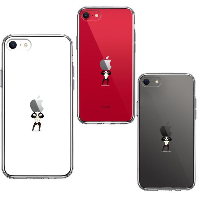 iPhoneSE ケース 第3世代 第2世代 クリア パンダ 重量挙げ まっちょ 感 スマホケース 側面ソフト 背面ハード ハイブリッド 送料無料-1