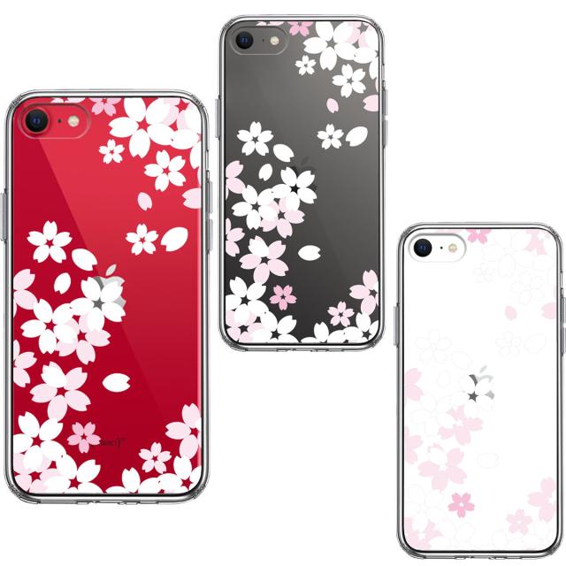 iPhoneSE ケース 第3世代 第2世代 クリア 桜 ホワイト スマホケース 側面ソフト 背面ハード ハイブリッド 送料無料-1
