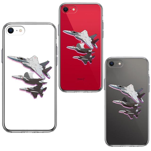iPhoneSE ケース 第3世代 第2世代 クリア 戦闘機 F-15J 編隊飛行 ブレイク スマホケース 側面ソフト 背面ハード ハイブリッド 送料無料-1