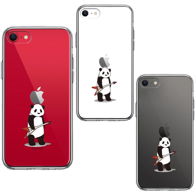 iPhoneSE ケース 第3世代 第2世代 クリア エレキギター パンダ スマホケース 側面ソフト 背面ハード ハイブリッド 送料無料-1