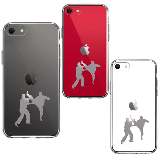 iPhoneSE ケース 第3世代 第2世代 クリア 空手２ グレー スマホケース 側面ソフト 背面ハード ハイブリッド 送料無料-1