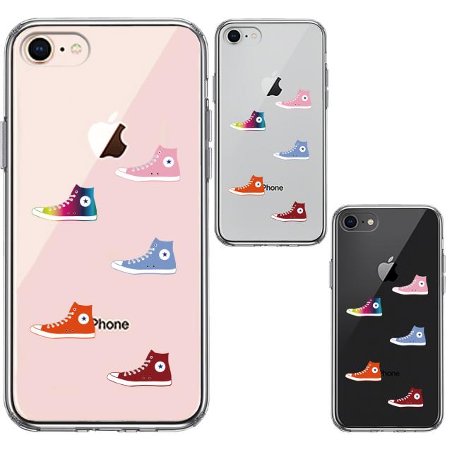 iPhone7 iPhone8 ケース クリア スニーカー スマホケース 側面ソフト 背面ハード ハイブリッド 送料無料-1