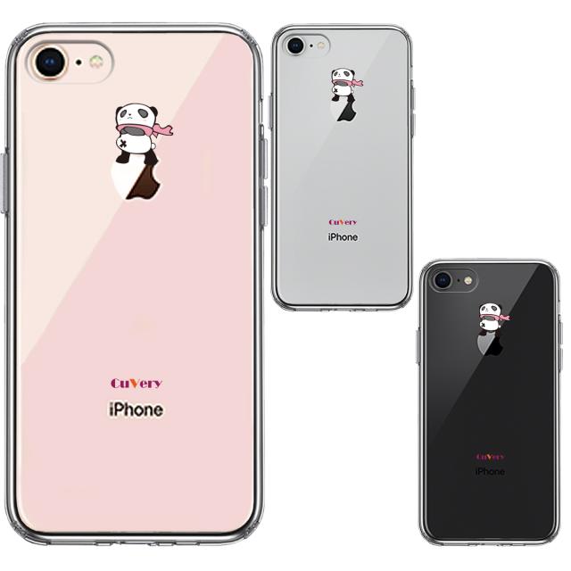 iPhone8 ケース クリア さすらい パンダ スマホケース 側面ソフト 背面ハード ハイブリッド 送料無料-1