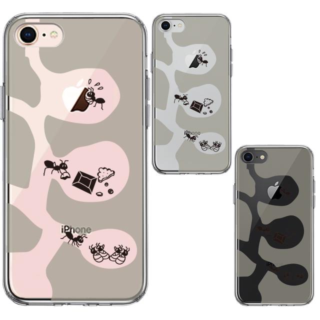 iPhone8 ケース クリア ありの巣 スマホケース 側面ソフト 背面ハード ハイブリッド 送料無料-1