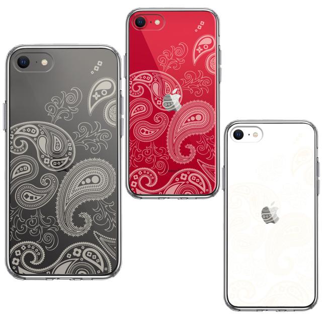iPhoneSE ケース 第3世代 第2世代 クリア ペイズリー 柄 ライトイエロー スマホケース 側面ソフト 背面ハード ハイブリッド 送料無料-1