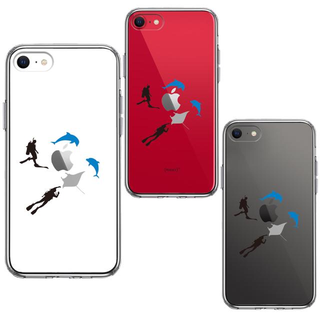 iPhoneSE ケース 第3世代 第2世代 クリア スキューバダイビング マンタ スマホケース 側面ソフト 背面ハード ハイブリッド 送料無料-1