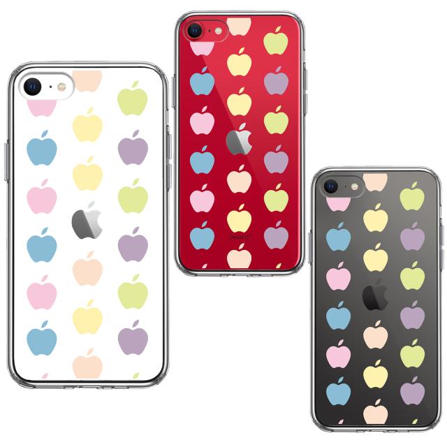 iPhoneSE ケース 第3世代 第2世代 クリア 林檎 りんご apple 水玉 スマホケース 側面ソフト 背面ハード ハイブリッド 送料無料-1