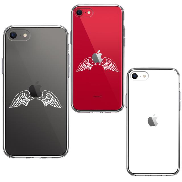 iPhoneSE ケース 第3世代 第2世代 クリア エンジェル 翼 ウィング 白 スマホケース 側面ソフト 背面ハード ハイブリッド 送料無料-1