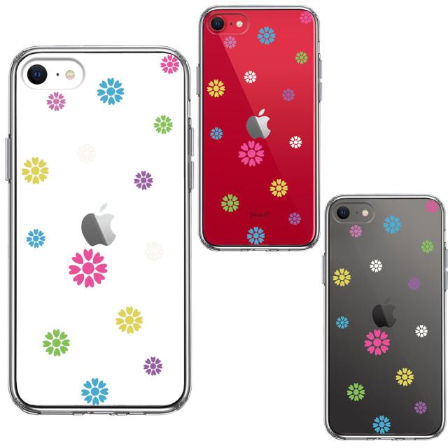iPhoneSE ケース 第3世代 第2世代 クリア カラフル 花柄 スマホケース 側面ソフト 背面ハード ハイブリッド 送料無料-1