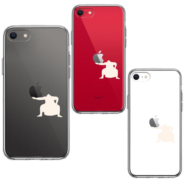 iPhoneSE ケース 第3世代 第2世代 クリア おすもうさん 土俵入り 白 スマホケース 側面ソフト 背面ハード ハイブリッド 送料無料-1