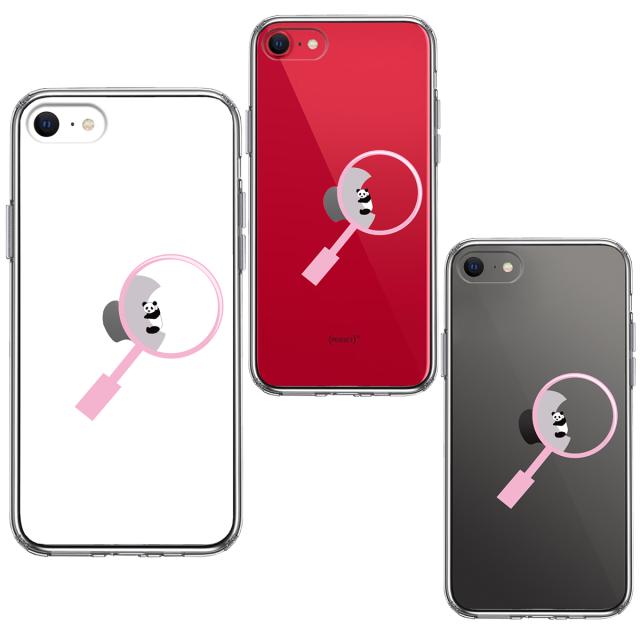 iPhoneSE ケース 第3世代 第2世代 クリア よく見たら パンダ 抱きついてた スマホケース 側面ソフト 背面ハード ハイブリッド 送料無料-1