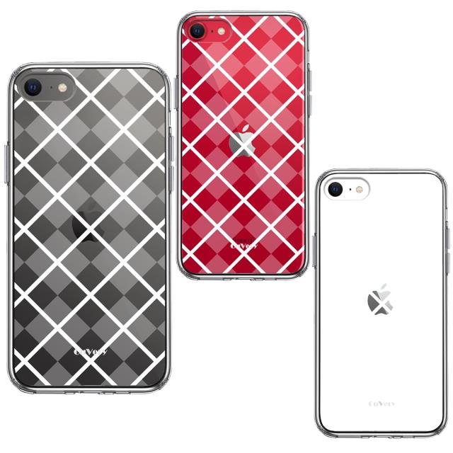 iPhoneSE ケース 第3世代 第2世代 クリア 格子柄 アペンド チェック ホワイト スマホケース 側面ソフト 背面ハード ハイブリッド 送料無料-1