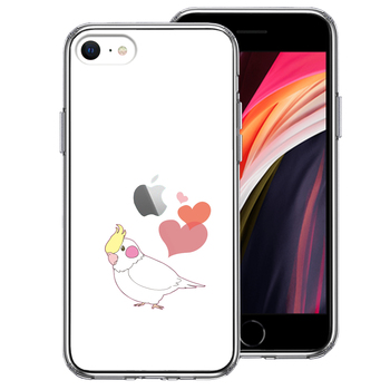 iPhoneSE ケース 第3世代 第2世代 クリア インコ ハート スマホケース 側面ソフト 背面ハード ハイブリッド 送料無料-0