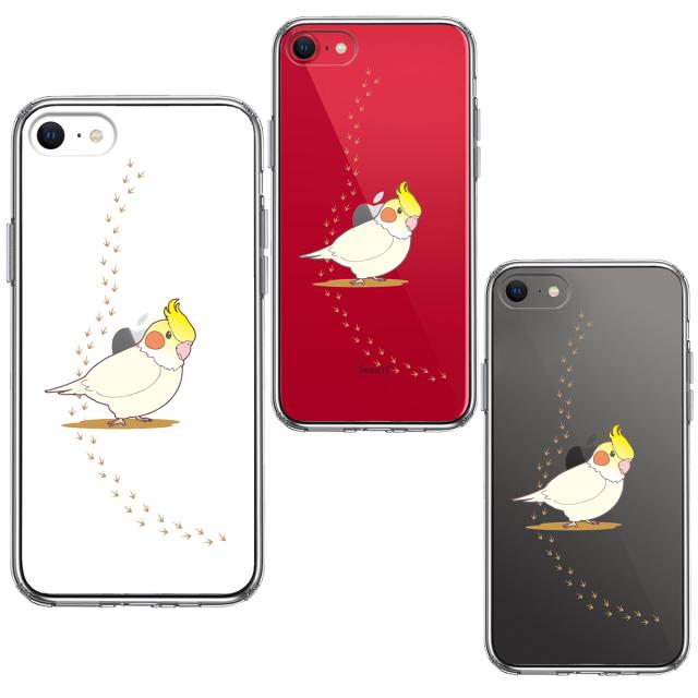 iPhoneSE ケース 第3世代 第2世代 クリア インコ 足跡 スマホケース 側面ソフト 背面ハード ハイブリッド 送料無料-1