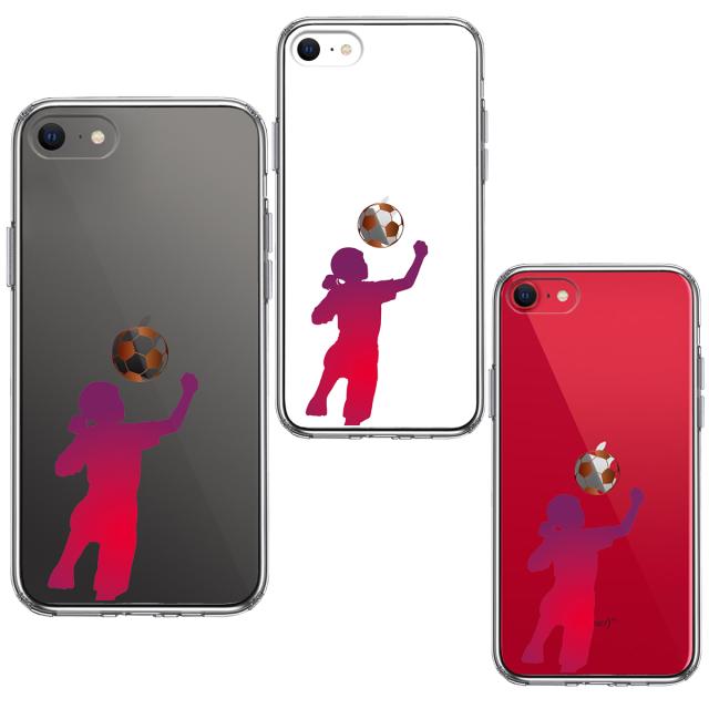 iPhoneSE ケース 第3世代 第2世代 クリア サッカー ヘディング 女子 スマホケース 側面ソフト 背面ハード ハイブリッド 送料無料-1