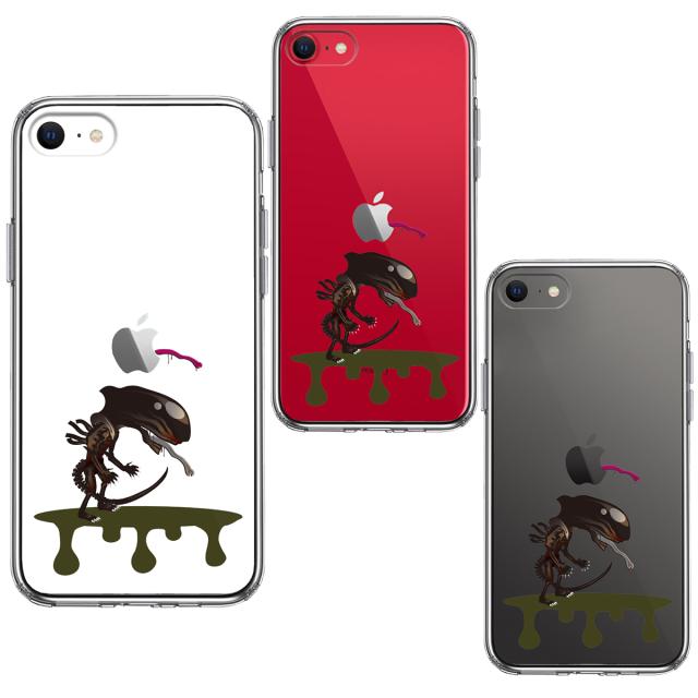 iPhoneSE ケース 第3世代 第2世代 クリア 地球外生命体 スマホケース 側面ソフト 背面ハード ハイブリッド 送料無料-1