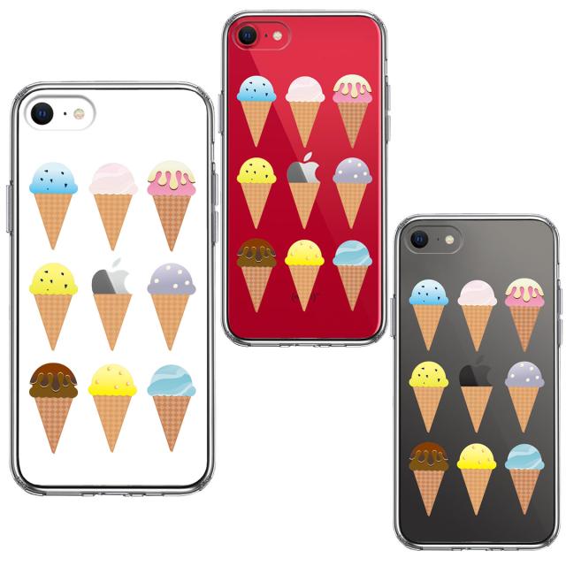 iPhoneSE ケース 第3世代 第2世代 クリア アイスクリーム スマホケース 側面ソフト 背面ハード ハイブリッド 送料無料-1
