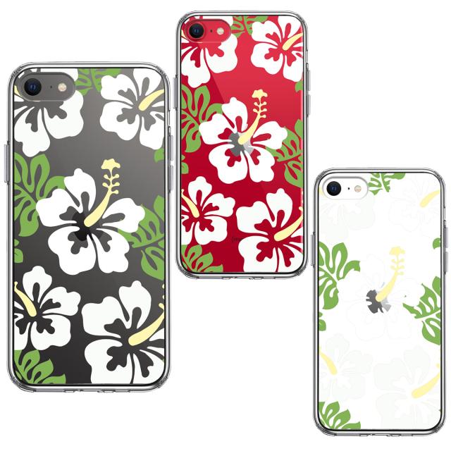 iPhoneSE ケース 第3世代 第2世代 クリア ハイビスカス ホワイト スマホケース 側面ソフト 背面ハード ハイブリッド 送料無料-1