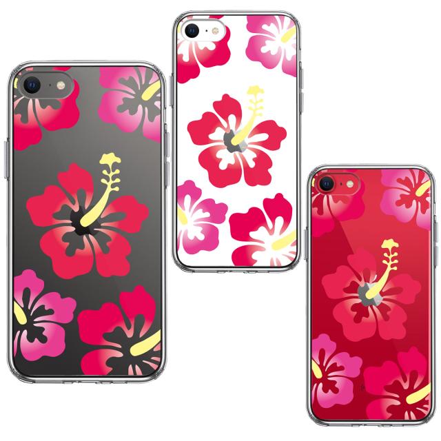 iPhoneSE ケース 第3世代 第2世代 クリア ハイビスカス レッド スマホケース 側面ソフト 背面ハード ハイブリッド 送料無料-1